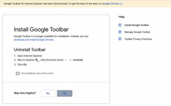 After 21 years Google Toolbar is finally gone, so we installed it one last time1