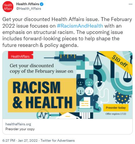 Twitter and Google blocked ads from a medical journal about health and racism1