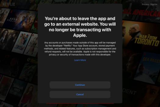 Netflix starts linking iPhone and iPad users to an external sign-up page