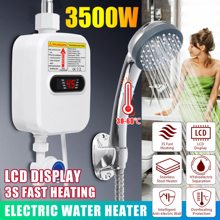 32€ with Coupon for 3500W 220V Mini Water Heater Hot Electric Tankless Household - BANGGOOD