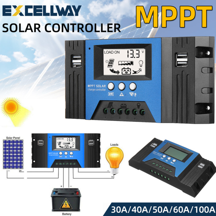 15 € с купон за EXCELLWAY 30/40/50/60/100A MPPT соларен контролер LCD слънчев контролер за зареждане - BANGGOOD