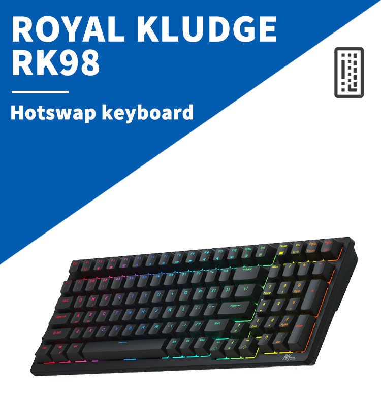 62 € с купон за безжична игрална механична клавиатура Royal Kludge RK98 с 98 клавиша - BANGGOOD