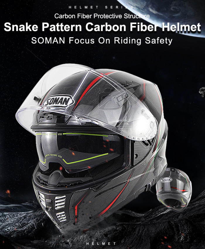 183 € с купон за SOMAN 24K Carbon Fiber Fluorescent Motorcycle Helmet Full Face - BANGGOOD