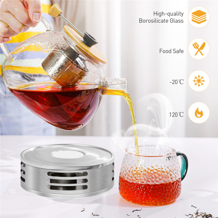 15€ with Coupon for 1600ml Glass Teapot Heat Resistant with 304 Stainless - EU 🇪🇺 - BANGGOOD