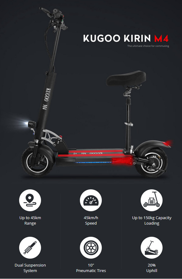 436€ with Coupon for KugooKirin M4 Folding Electric Off Road Scooter 10 - EU 🇪🇺 - GEEKBUYING