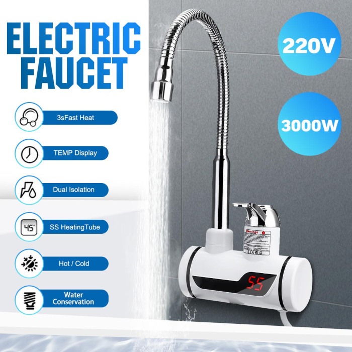 19€ with Coupon for 220V 3000W Instant Water Heater Electric Faucet Stainless - EU 🇪🇺 - BANGGOOD