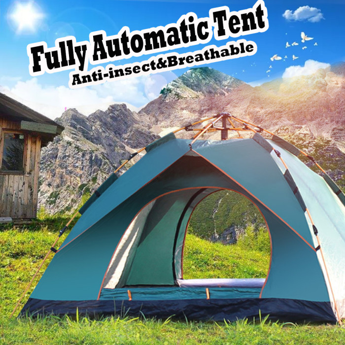 Grab a 3-4 Person Fully Automatic Tent Waterproof Anti-UV PopUp Tent Outdoor Family Camping Hiking Fishing Tent Sunshade-Sky Blue/Green for as low as 34€ with Coupon - EU 🇪🇺 - BANGGOOD