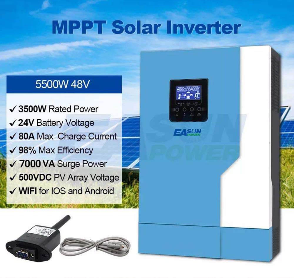 446 € с купон за слънчев инвертор EASUN POWER 3500 W, MPPT 100 A соларен - ЕС 🇪🇺 - GEEKBUYING
