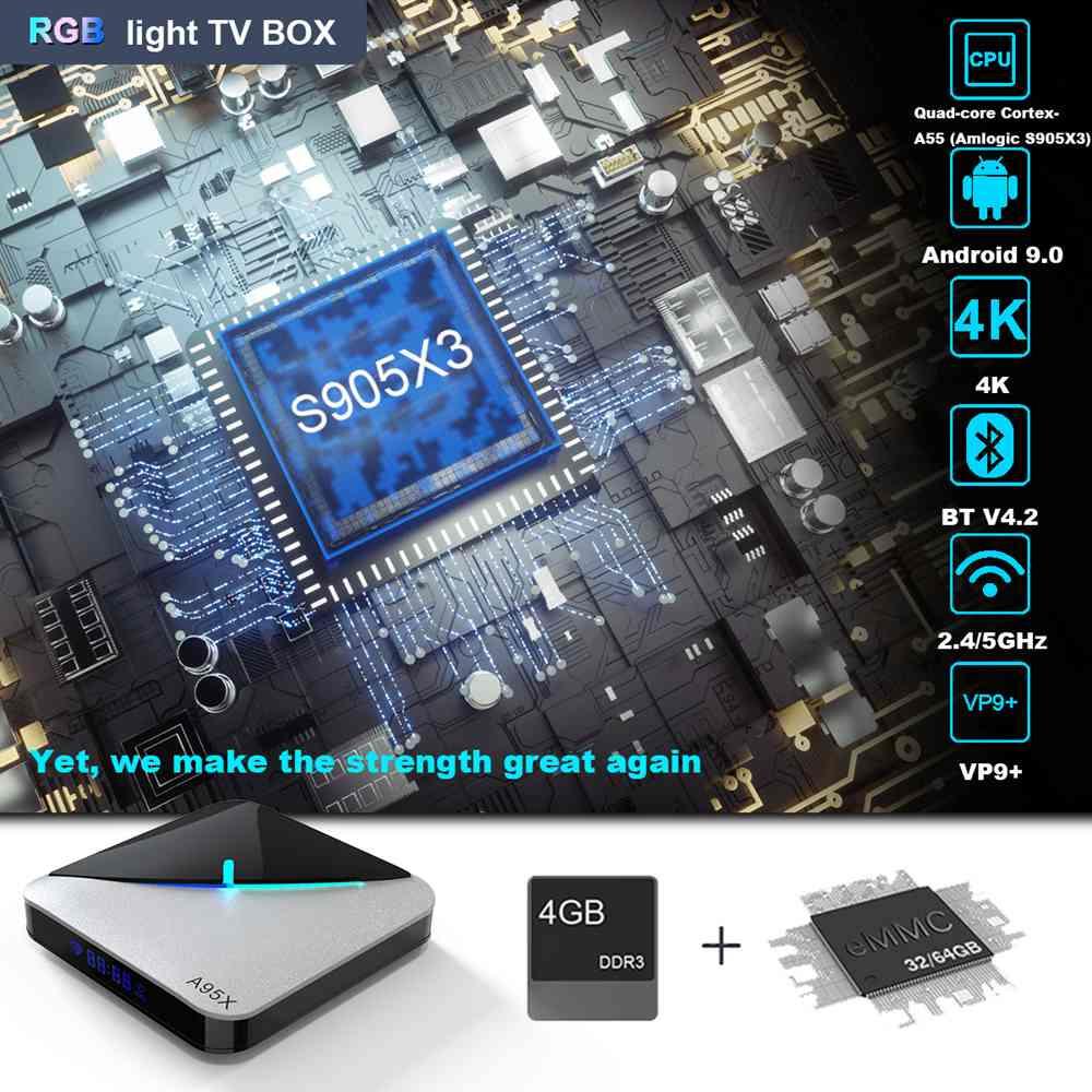 Get A95X F3 Air Amlogic S905x3 Android 9.0 8K Video Decode TV Box for just 39€!