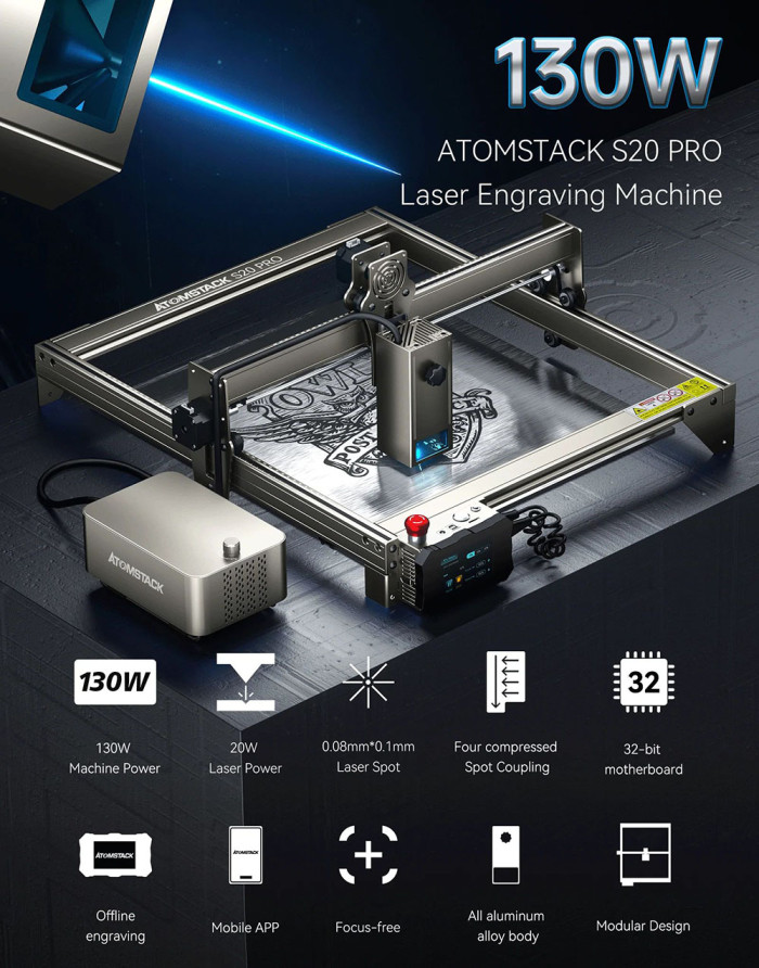 ATOMSTACK S20 Pro 20W Laser Engraver Cutter with Air Assist Kits - EU 🇪🇺 - GEEKBUYING