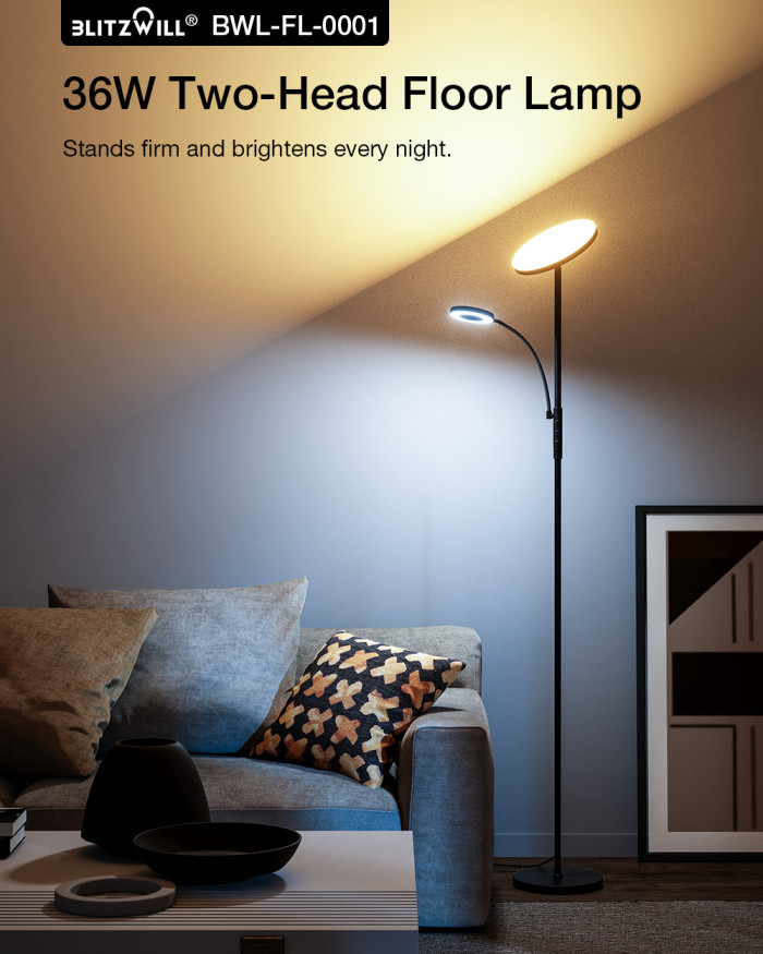 53€ with Coupon for BLITZWILL BWL-FL-0001 36W Two-Head Floor Lamp With Remote - EU 🇪🇺 - BANGGOOD