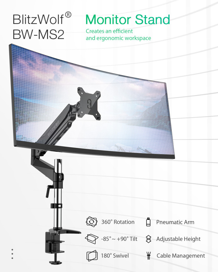 36€ with Coupon for BlitzWolf BW-MS2 Monitor Stand with Pneumatic Arm 32 - EU 🇪🇺 - BANGGOOD