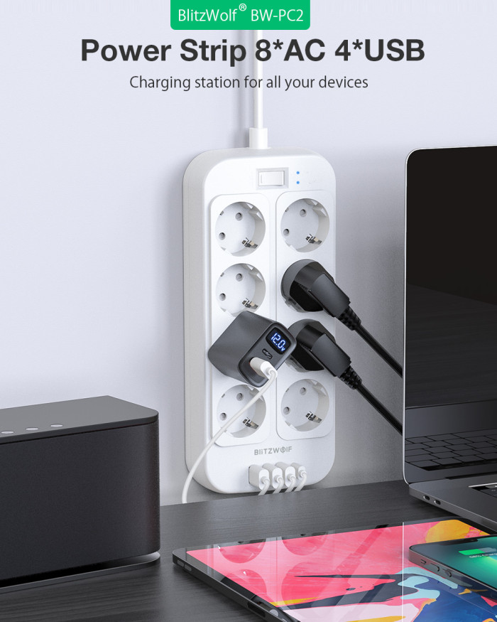 28€ with Coupon for BlitzWolf BW-PC2 2500W Power Strip USB Super-fast Charger - EU 🇪🇺 - BANGGOOD