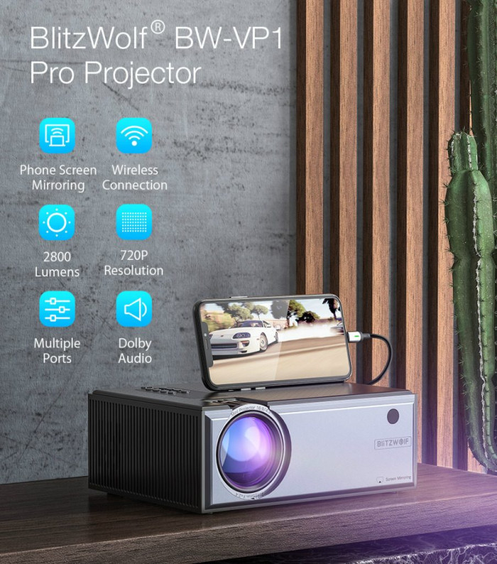 76€ with Coupon for Blitzwolf BW-VP1-Pro LCD Projector 2800 Lumens Phone Same - EU 🇪🇺 - BANGGOOD