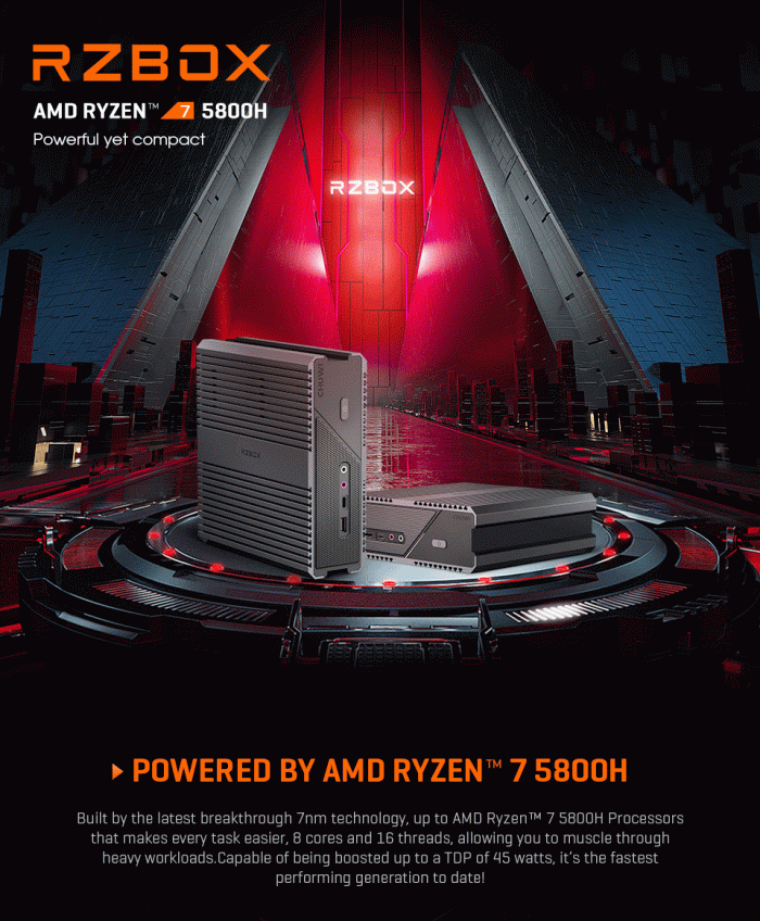 527€ with Coupon for CHUWI RzBox AMD Ryzen7 5800H Mini PC 16GB DDR4 - BANGGOOD
