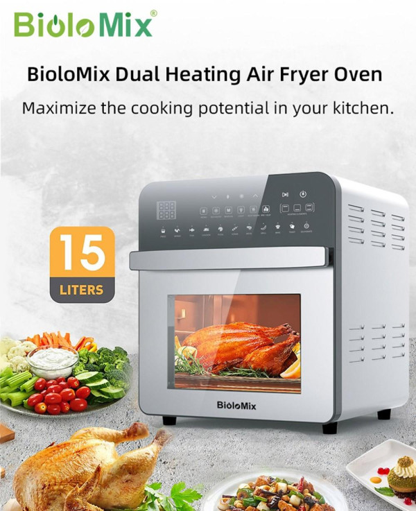 Hanki BioloMix MA528T Dual Heating Air Fryer Uuni 1700W teholla ja 15L tilavuudella vain 155€