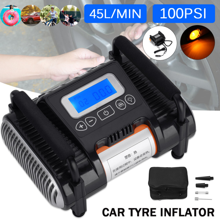 Get the DC 12V Digital Tire Inflator With Emergency Light Travel Car Portable Air Compressor Pump 100 PSI Air Compressor for Car Motorcycles and Bicycles at only 60€