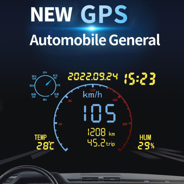 34€ sa kuponom za DC5-24V auto GPS multifunkcionalni brzinomjer HUD Head-up Display Kompas - BANGGOOD