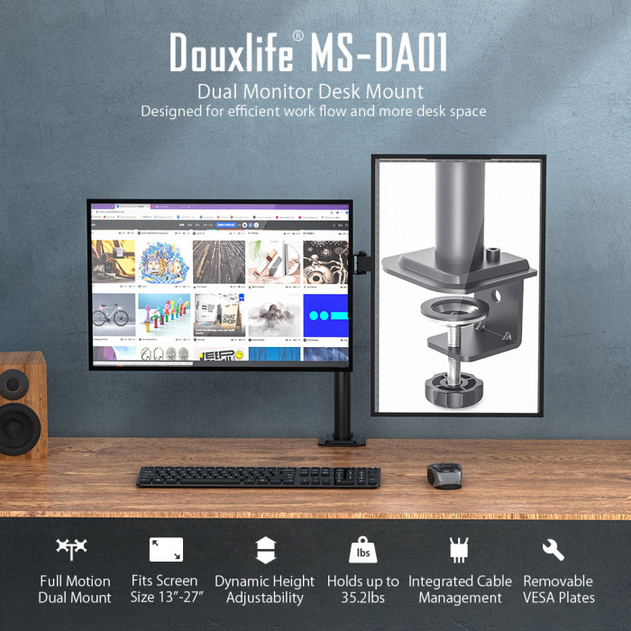 24€ with Coupon for DouxLife MS-DA01 Dual Monitor Stand Full Motion Dual - EU 🇪🇺 - BANGGOOD
