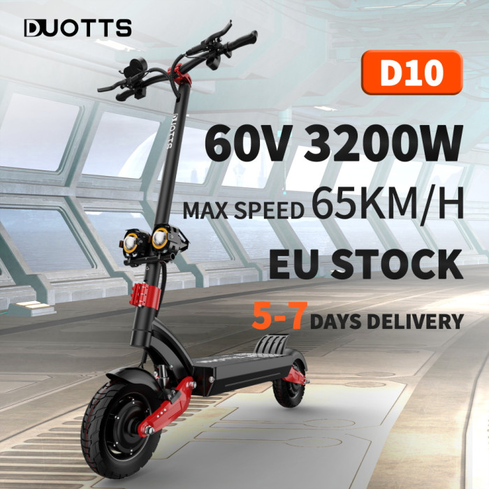 DUOTTS D10 60V 20.8Ah 1600W*2 Dual Motor 10inch Folding Electric Scooter Оil Brake 60-80KM Range E-Scooter