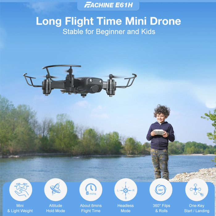 13€ with Coupon for Eachine E61H Mini Altitude Hold Mode 8mins Flying Time - BANGGOOD