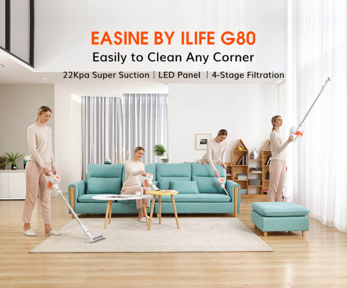 The EASINE by ILIFE G80 Cordless Handheld Vacuum Cleaner - Just €90 with Exclusive Coupon (EU) on GEEKBUYING