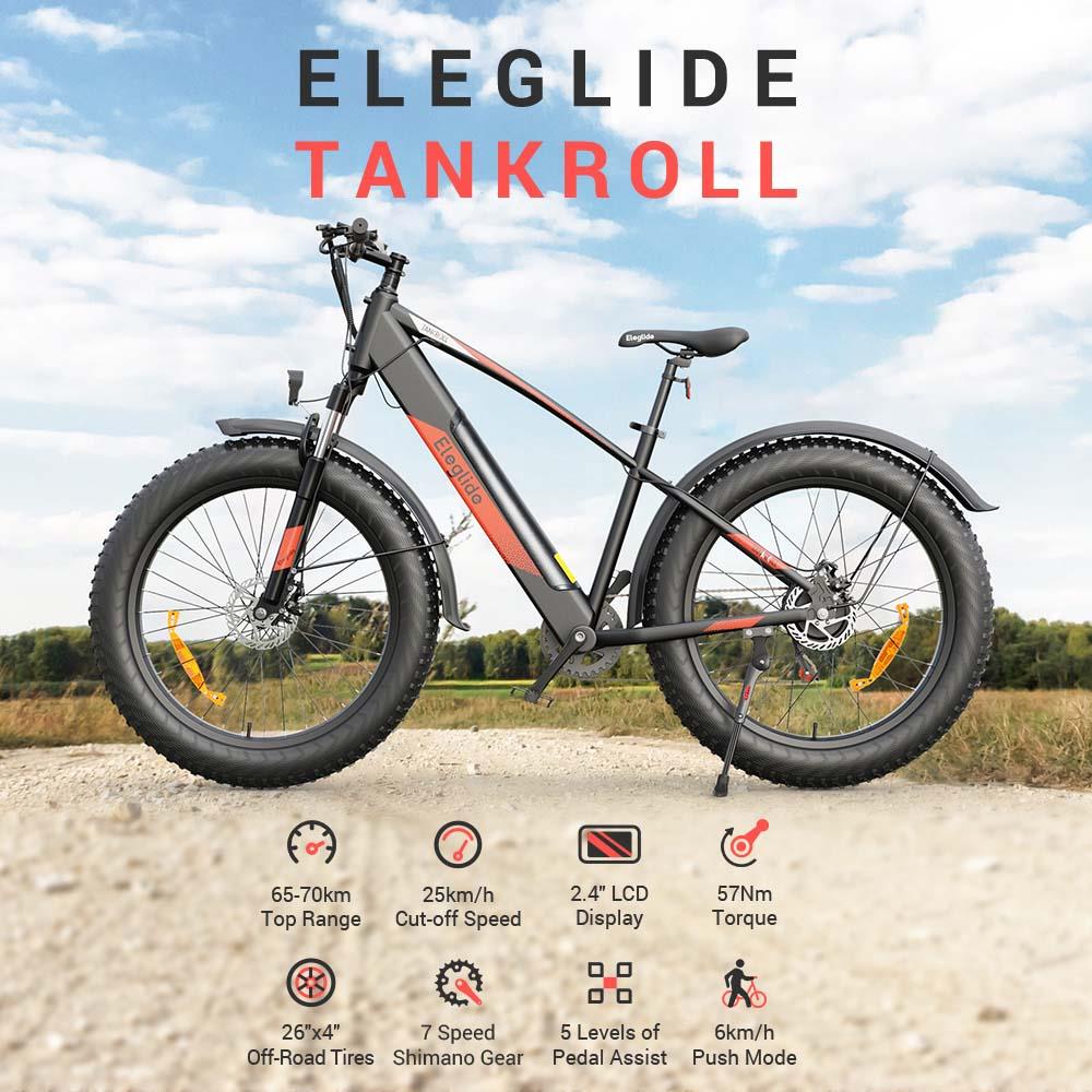 1116 € с купон за електрически планински велосипед ELEGLIDE Tankroll 26*4.0 инча Fat - EU 🇪🇺 - GEEKBUYING