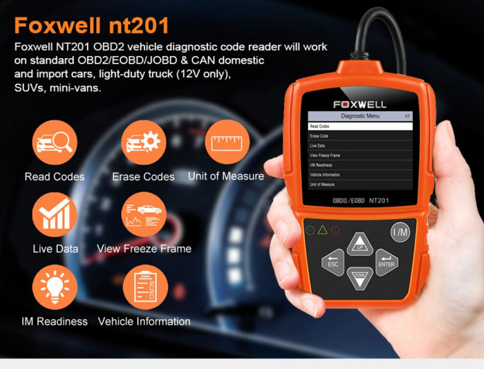 38€ with Coupon for Foxwell NT201 EOBD OBD2 Car Automotive Scanner Engine - EU 🇪🇺 - BANGGOOD