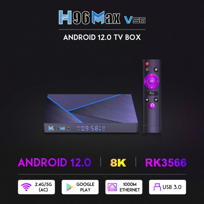 Get H96 MAX V56 Android 12 RK3566 2GB/16GB TV BOX at Just 40€ with Exclusive Coupon - GEEKBUYING
