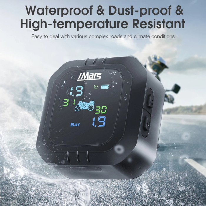 25 € kupongilla iMars Waterproof LCD -moottoripyörän TPMS-renkaanpainemittarille - EU 🇪🇺 - BANGGOOD