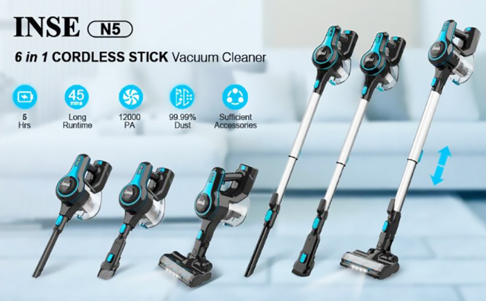 Get an INSE N5 6 in 1 Cordless Vacuum Cleaner for just 88€ with an exclusive coupon on GEEKBUYING