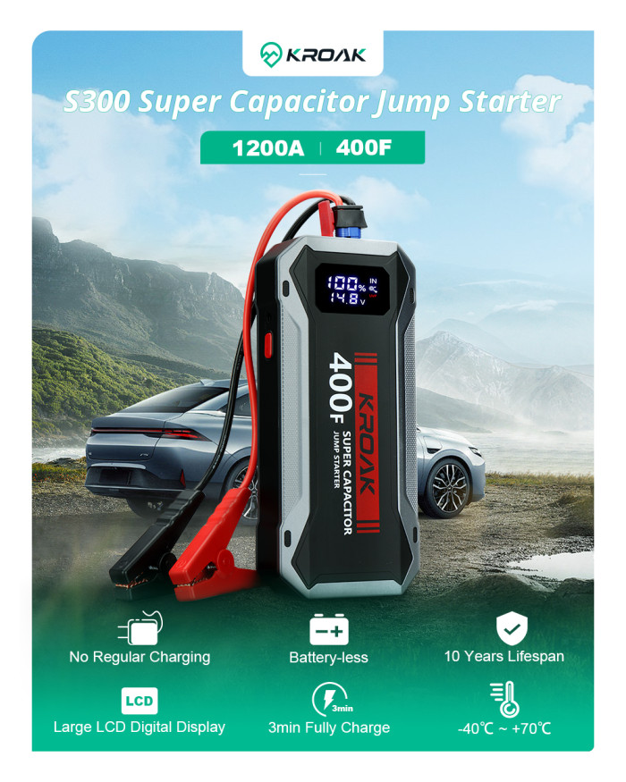 97€ with Coupon for KROAK S300 1200A 400F Super Capacitor Jump Starter - EU 🇪🇺 - BANGGOOD