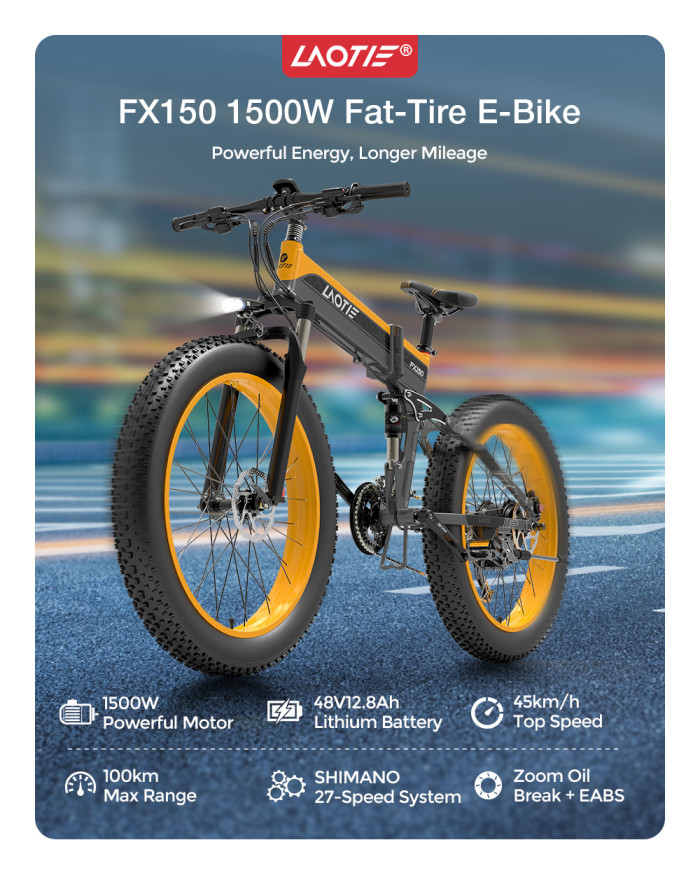 Get LAOTIE FX150 12.8Ah 48V 1500W 26in Folding Moped for €1227 with Coupon - EU Warehouse 🇪🇺 - BANGGOOD