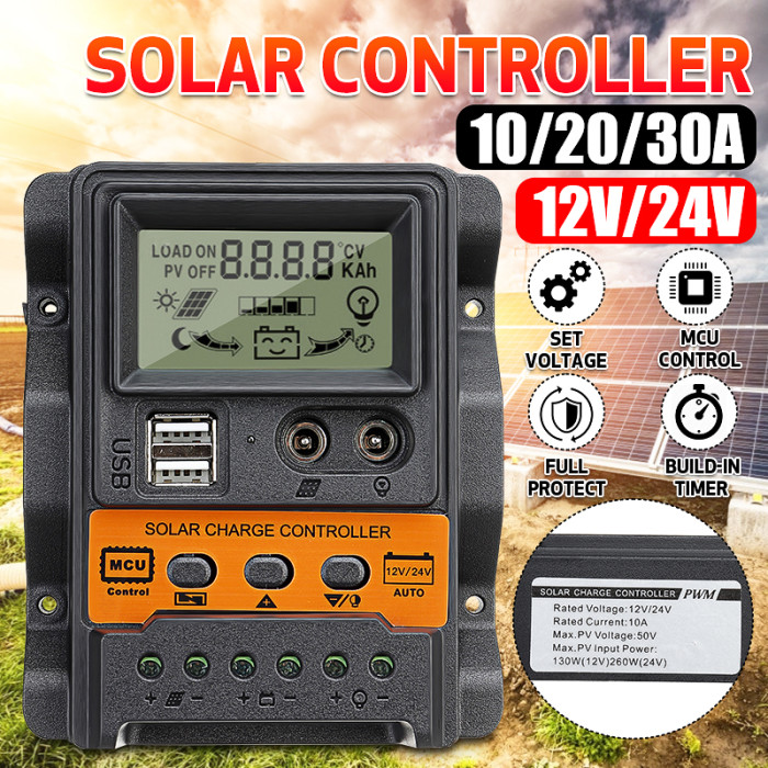 12€ with Coupon for LCD Display 12V/24V 10A/20A/30A Input Solar Charge Controller Auto - BANGGOOD