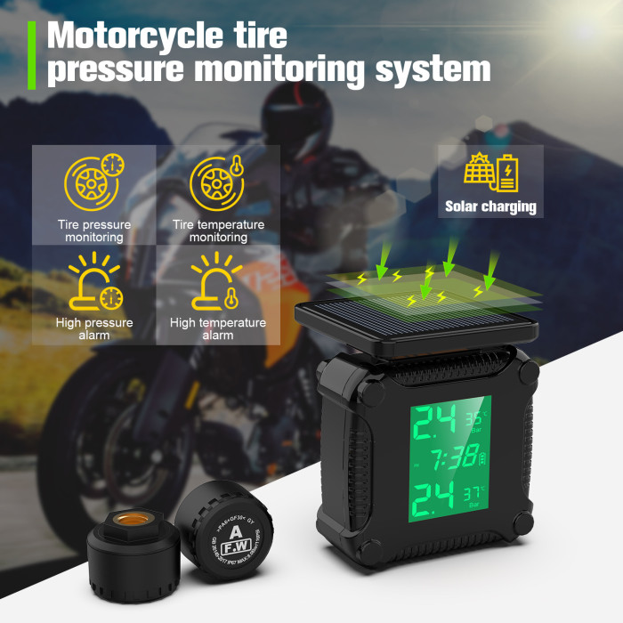 Get Motorcycle Tire Pressure Monitor Electric Vehicle Tire Pressure 2 at 23€ with Exclusive Coupon | BANGGOOD