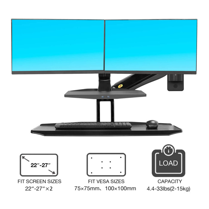 87€ with Coupon for NB MC55-2A Dual Wall Mount 22-27in Ergonomic Sit-Stand - EU 🇪🇺 - BANGGOOD