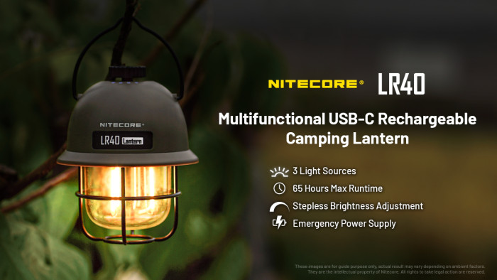 Get NITECORE LR40 Camping Light USB-C Rechargeable Tent Lantern for Only 21€