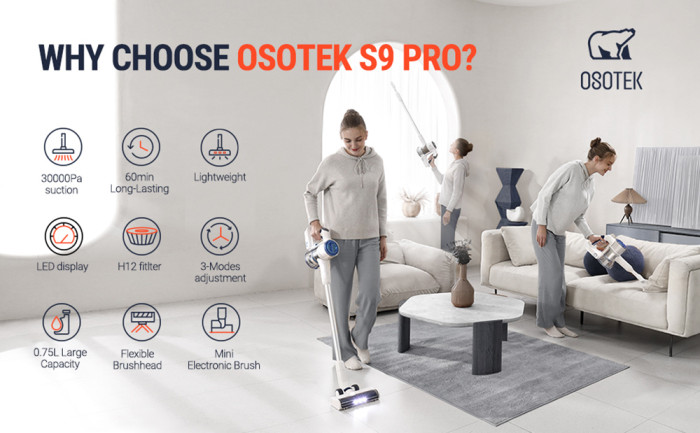 OSOTEK S9 Pro Cordless Handheld Vacuum Cleaner with 30Kpa Suction at €131 in the EU