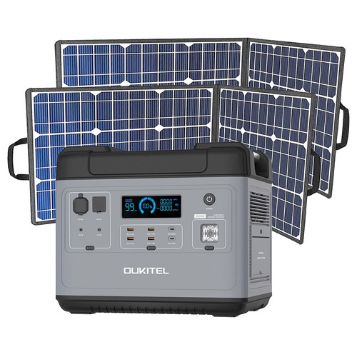 Prenosno rešenje za napajanje: OUKITEL P2001 Ultimate 2000W elektrana sa 2 x Flashfish SP18V 100W prenosivi solarni paneli