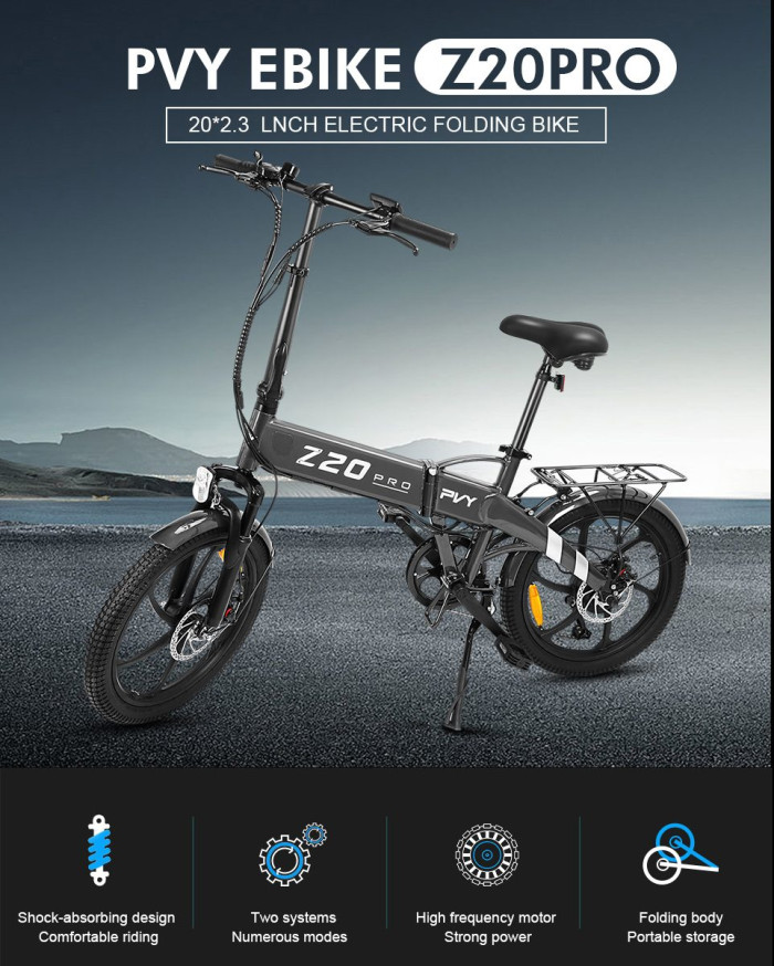 PVY Z20 PRO 36V 10.4Ah 500W 20-inčni sklopivi električni bicikl