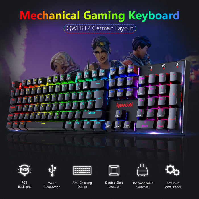 Redragon 105-Key K565-RGB Mechanical Keyboard with RGB Backlight for Gaming - GEEKBUYING