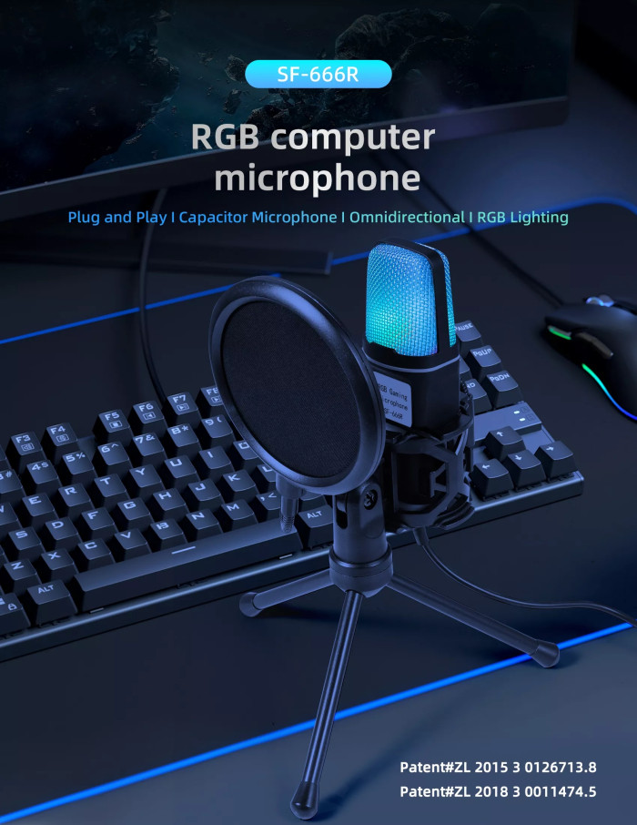 31€ with Coupon for SF-666R USB Wired Microphone 360° Conventable Noise Reduction RGB - BANGGOOD