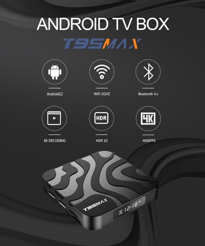 30 € с купон за T95 MAX TV BOX Android 12 Allwinner H618 4GB - GEEKBUYING