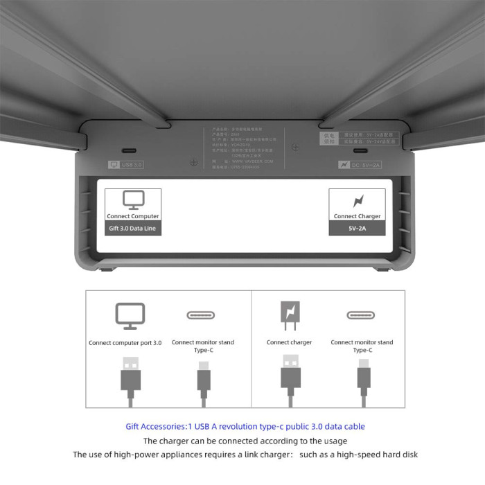 52€ with Coupon for Vaydeer USB 3.0 Aluminum Monitor Stand Laptop Stand - EU 🇪🇺 - BANGGOOD