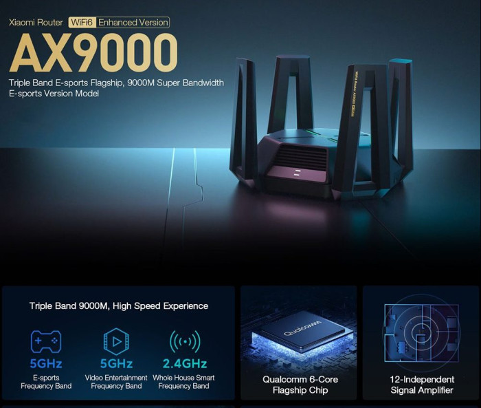 148€ with Coupon for Xiaomi MI AX9000 AIoT WiFi 6 Router 9000Mbps 6 - BANGGOOD