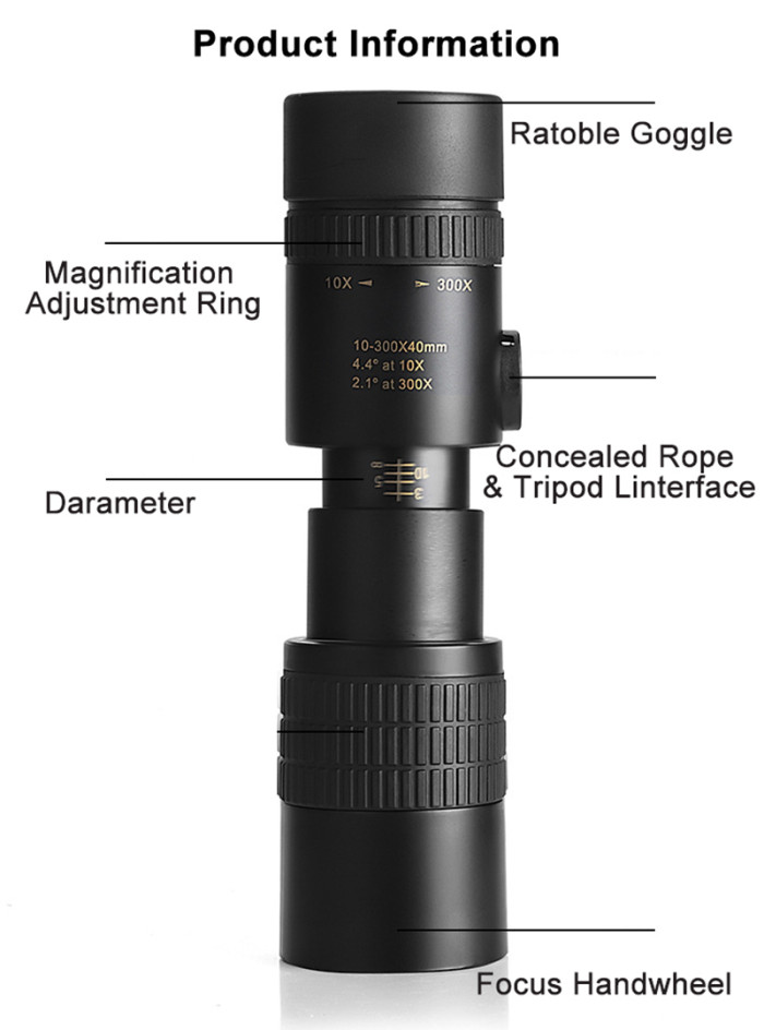 Получите монокулярный телескоп HD Zoom Pocket Low Night Vision 10-300X40 всего за 14 € с купоном - BANGGOOD
