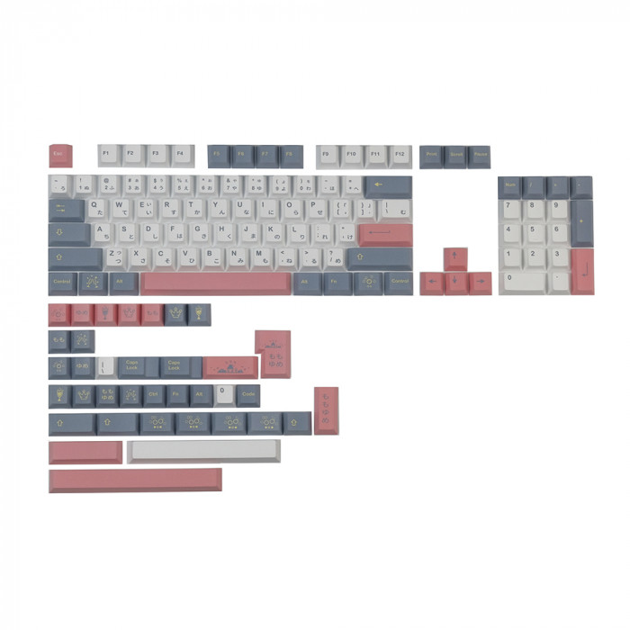 14€ with Coupon for 134 Keys Pink&Gray Keycap Set Cherry Profile PBT Sublimation - BANGGOOD