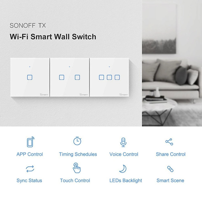 Get SONOFF T2EU3C-TX Intelligent Switch Series WIFI Wall Switch + 433Mhz at 19€ with Coupon - GEEKBUYING