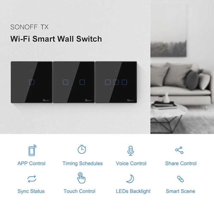 18€ with Coupon for SONOFF T3EU3C Intelligent Switch AC 100-240V 3 Gang TX - GEEKBUYING