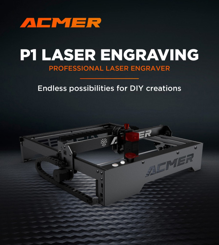 296€ with Coupon for ACMER P1 10W Laser Engraver Cutter, 0.06x0.08mm Spot, - EU 🇪🇺 - GEEKBUYING